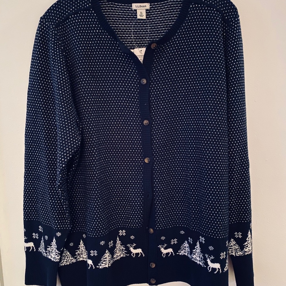 L.L. Bean holiday cardigan.